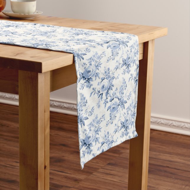 Charming Nostalgia: French Blue Shabby Chic Long Table Runner (In Situ)