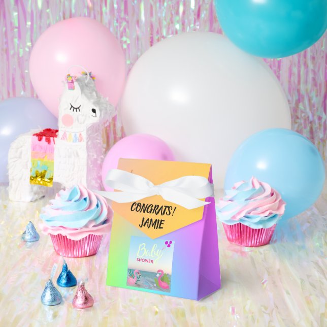 Charming Ocean-Inspired Flamingo Baby Shower Favour Box (Party)