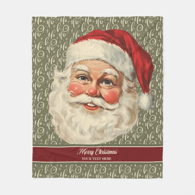 Charming Old Fashioned Santa Claus Christmas  Fleece Blanket (Front)