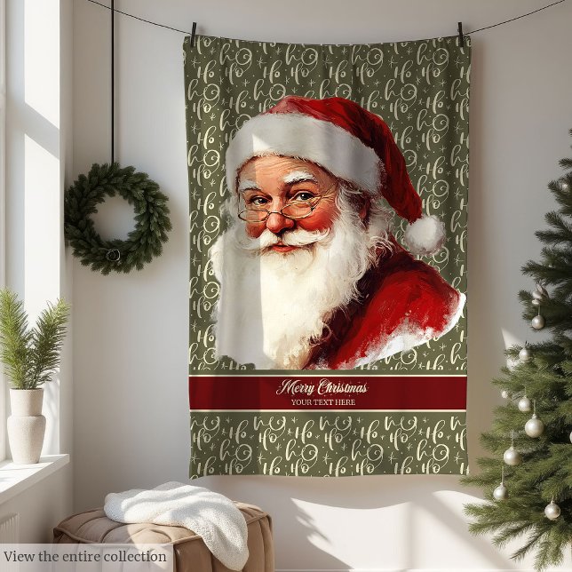 Charming Old Fashioned Santa Claus Christmas  Fleece Blanket (Charming Old Fashioned Santa Claus Christmas Fleece Blanket)