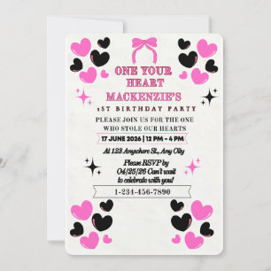 CHARMING ONE MY HEART Girl’s 1st Birthday Invitation