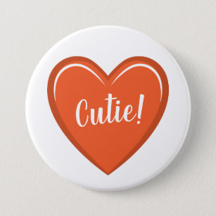 Charming Orange Heart Design with Cutie Text 7.5 Cm Round Badge