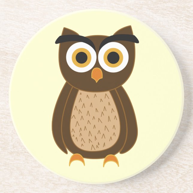 Charming Owl Illustration Coaster (Front)