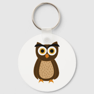 Charming Owl Illustration Key Ring