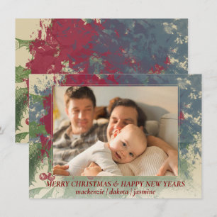 Charming Paint Christmas   Red Blue Green Photo Holiday Card