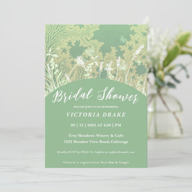 Charming Painted Foliage Bridal Shower Invitation (Standing Front)