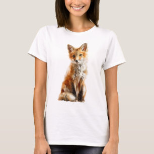 Charming Painted Red Fox Illustration Women T-Shirt