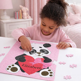 Charming Panda with Heart for All Ages Jigsaw Puzzle