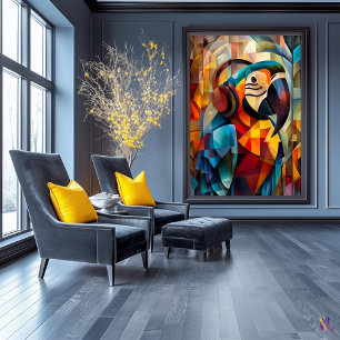 Charming Parrot – Cubist DJ of the Jungle Poster