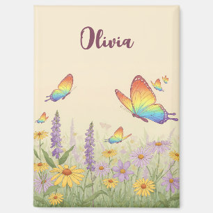 Charming Pastel Butterfly Meadow Magnet