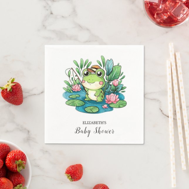 Charming Pastel Frog Baby Shower Napkin (Insitu)