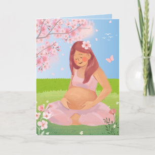 Charming Pastel Pregnant Mum in Nature Mother Card