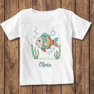 Charming Patchwork Fish Baby T-Shirt