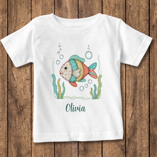 Charming Patchwork Fish Baby T-Shirt (Creator Uploaded)