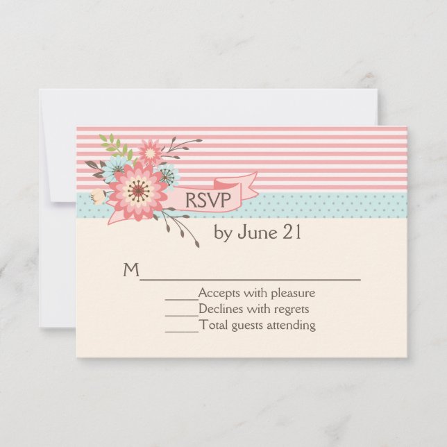 Charming Patterns and Floral Wedding RSVP Card (Front)
