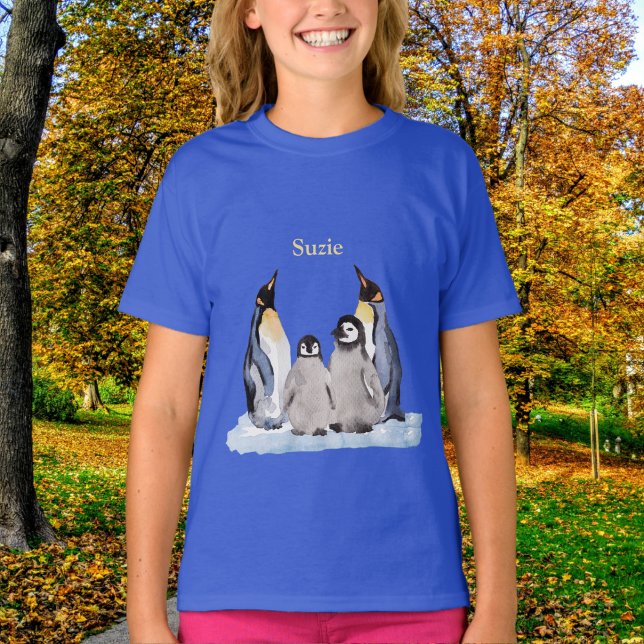 Charming Penguin Family with Name T-Shirt (Creator Uploaded)