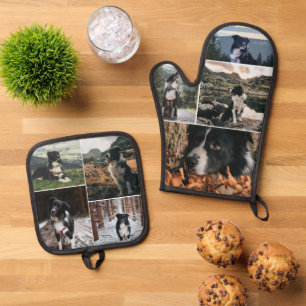 Charming Pet Photo Collage Template Oven Mitt & Pot Holder Set