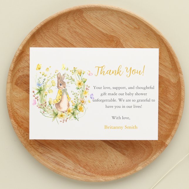 Charming Peter Rabbit Baby Shower  Thank You Card (Creator Uploaded)