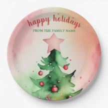 Charming Pine Tree & Red Ornaments Holiday