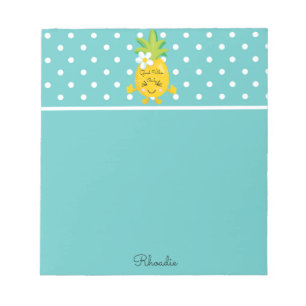 Charming Pineapple Blue and White Polka dots Notepad