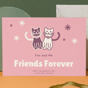 Charming Pink and White Cat Friendship Day Postcard