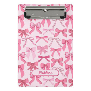 Charming pink bow pattern mini clipboard