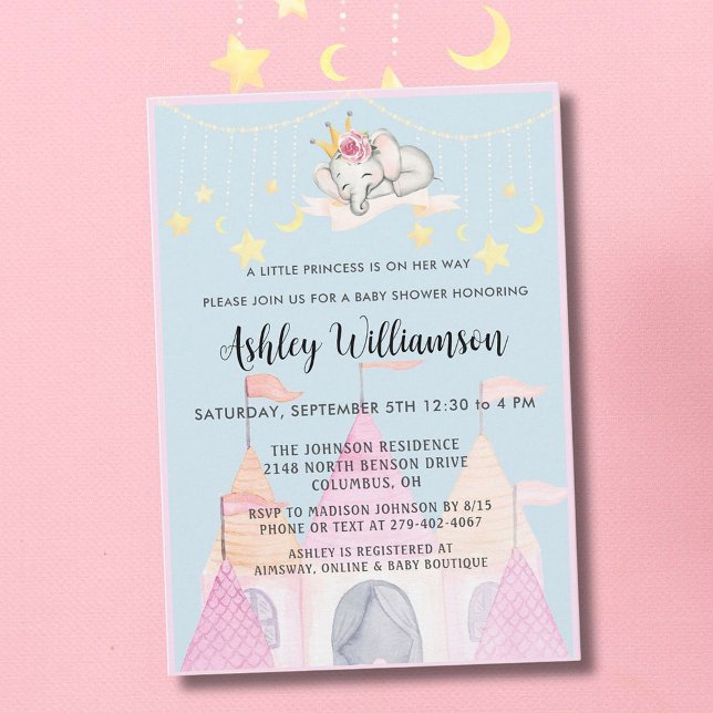 Charming Pink Castle Princess Girl  Baby Shower Invitation (Creator Uploaded)