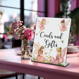 Charming Pink Fairies Cards & Gifts Pedestal Sign
