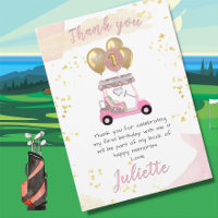 Charming Pink Glam Golf Cart Thank You Card 