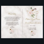 Charming Pink Gold Flowers Marble Wedding Program<br><div class="desc">Unique and elegant design featuring delicate gold outlined flowers and watercolour blush pink flowers,  on a white cream marble background. Use Personalise tool to add your info. Visit,  please,  my Blush Gold Floral Collection.</div>