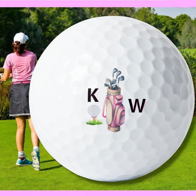 Charming Pink Golf Bag Personalized Monogrammed  Balls (Creator Uploaded)