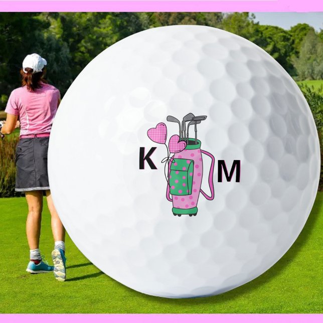 Charming Pink Golf Bag Personalized Monogrammed  Golf Balls (Creator Uploaded)