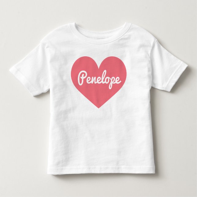 Charming Pink Heart Custom Name T-Shirt (Front)
