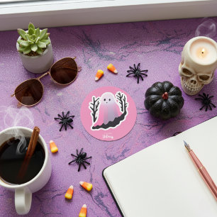 Charming Pink Ombre Ghost Halloween Stickers