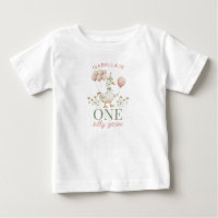 Charming Pink One Silly Goose 1st Birthday T-Shirt