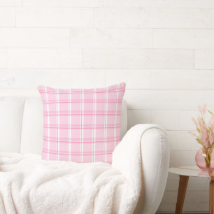 Charming Pink Plaid Cushion