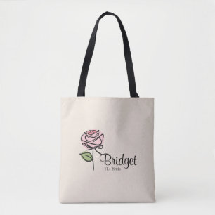 Charming Pink Rose Bridal Party Tote – Custom Name Bag