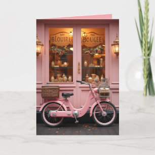 Charming Pink Storefront with Vintage Moped Invitation