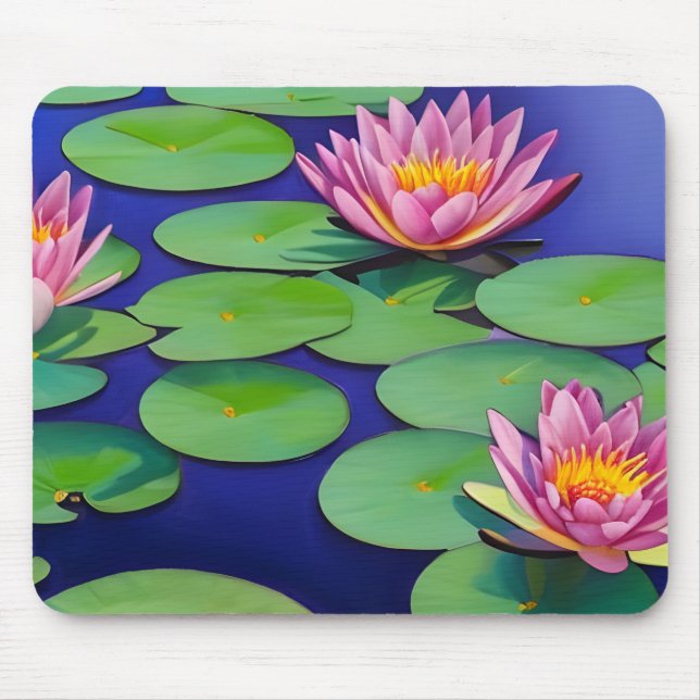 Charming Pink Water Lilies Mouse Pad (Front)