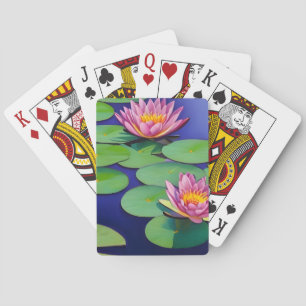 Charming Pink Water Lilies Playing Cards