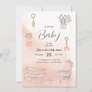 Charming Pink Watercolor Baby Shower Invitation