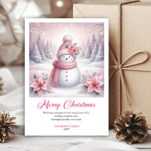 Charming Pinkmas Editable Winter Scene Christmas  Holiday Card