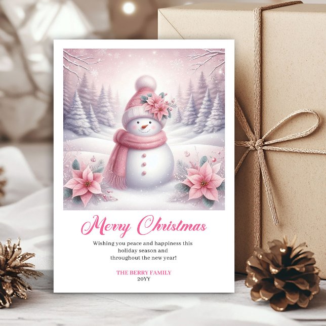 Charming Pinkmas Editable Winter Scene Christmas  Holiday Card (Charming Pinkmas Editable Winter Scene Christmas Greeting Card

)