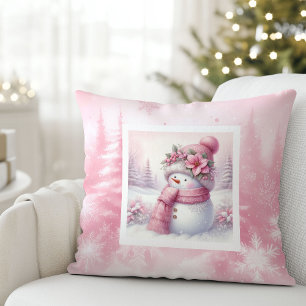 Charming Pinkmas Winter Forest Kids Holiday Pillow