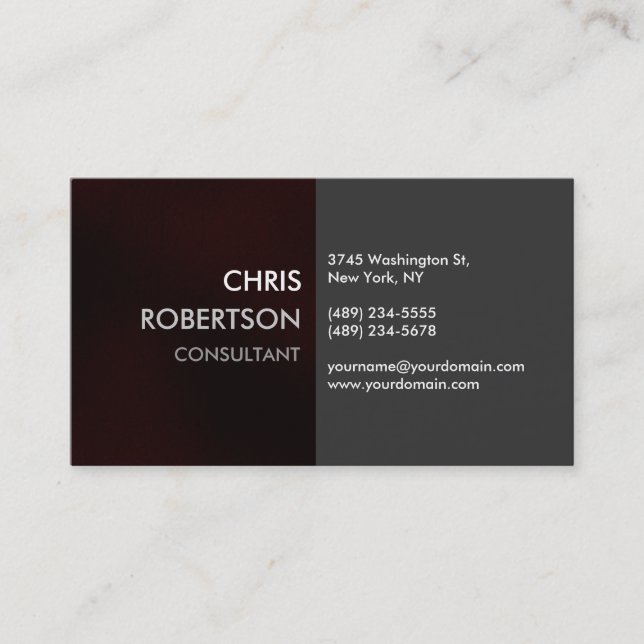 Charming Plain Browny Red Attractive Business Card (Front)