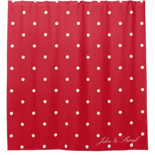 Charming Polka Dot Shower Curtain for Bathroom (Front)