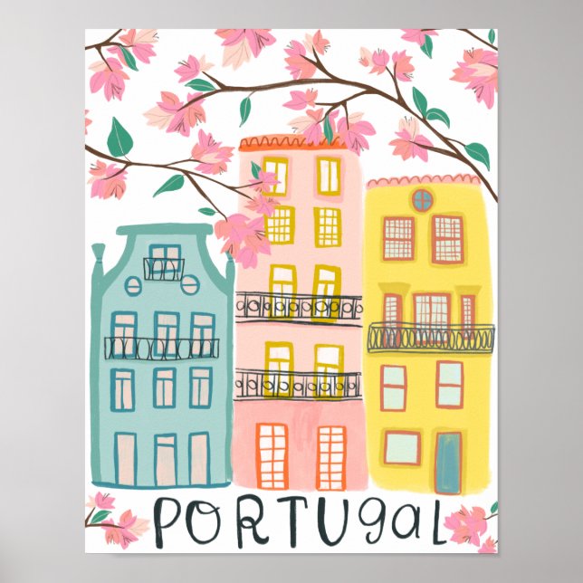 Charming Portugal houses Handmade Artwork Poster (Front)