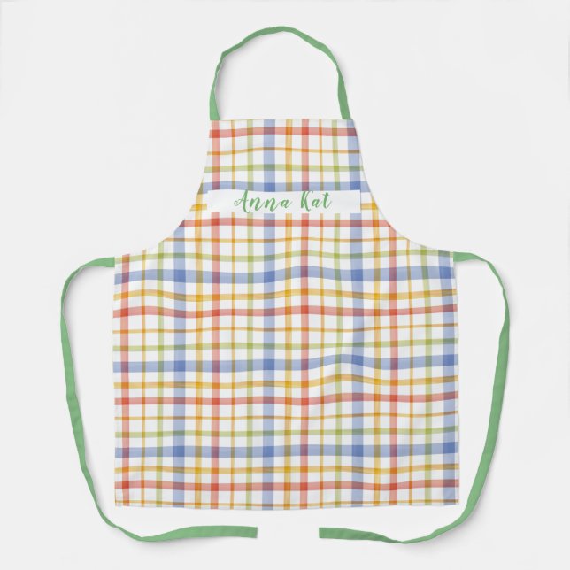 Charming Pretty Plaid Apron in Sweet Spring Colour (Front)