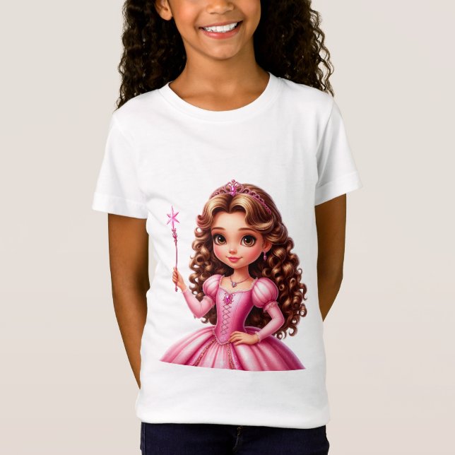 Charming Princess in Pink Dress T-Shirt (Front)