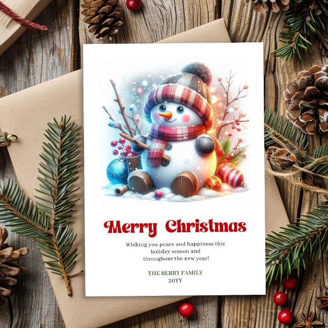 Charming printable cartoon snowman holiday card (Charming printable cartoon snowman holiday card)